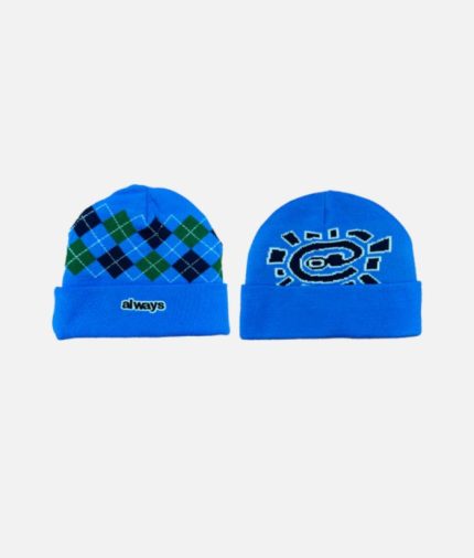 Adwysd Reversible Cuff Argyle Beanie –Blue